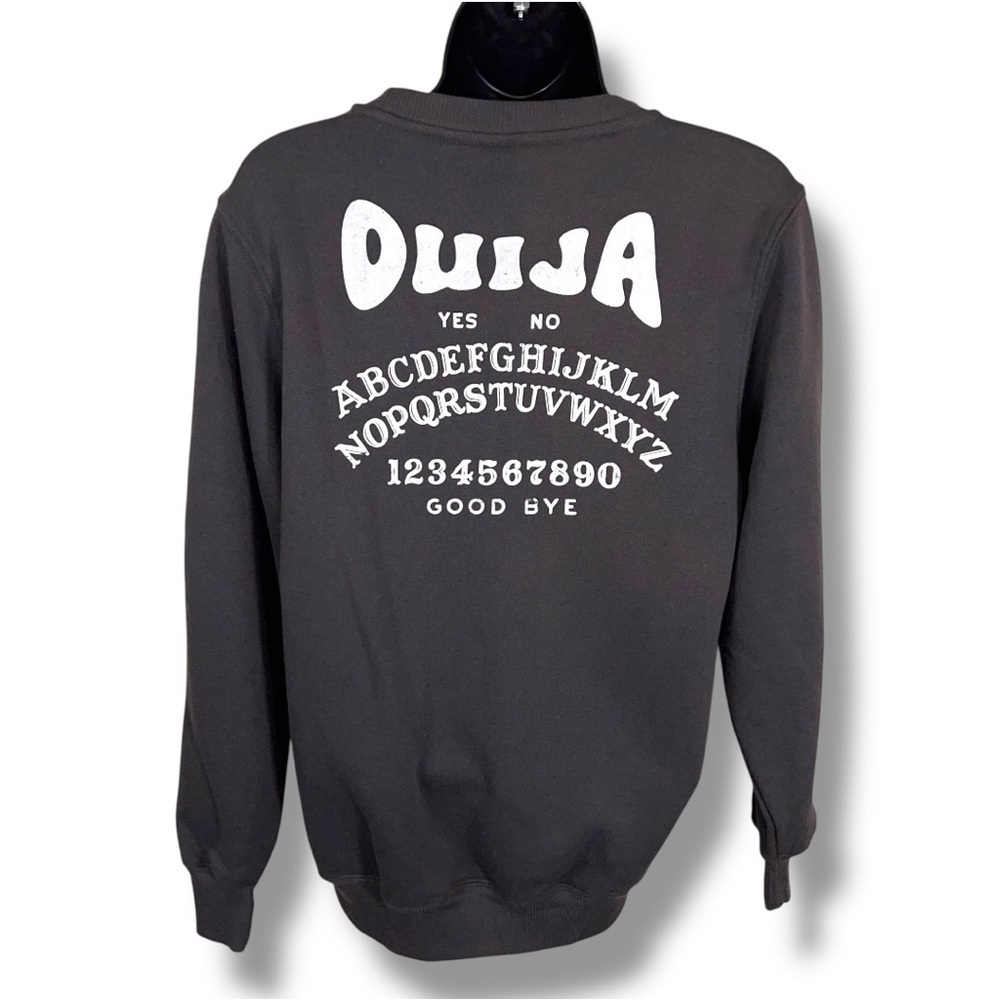 New XXS Ouija Sweatshirt Dark Grey White Logo Casual Goth  Long Sleeve